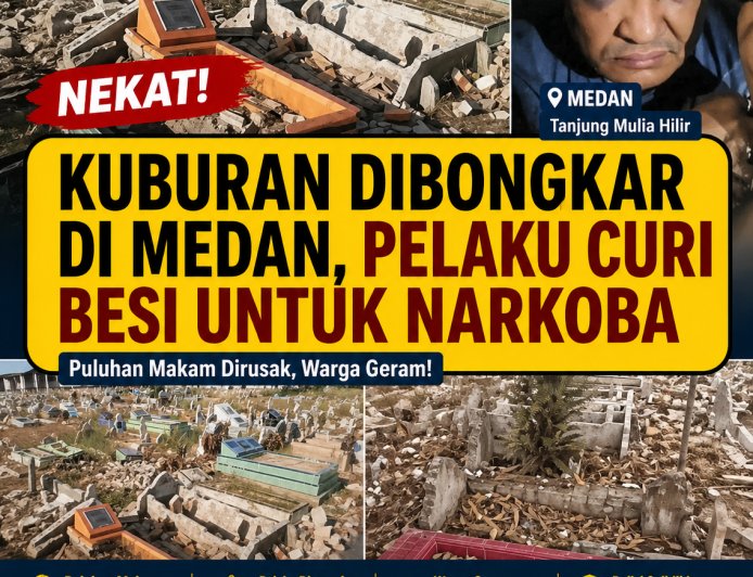 Kuburan Dibongkar di Medan, Pelaku Curi Besi untuk Narkoba