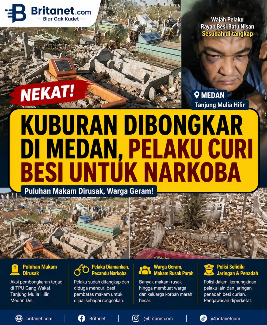 Kuburan Dibongkar di Medan, Pelaku Curi Besi untuk Narkoba